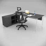 Corner Desk Anthracite (with 120cm Lower Shelf)